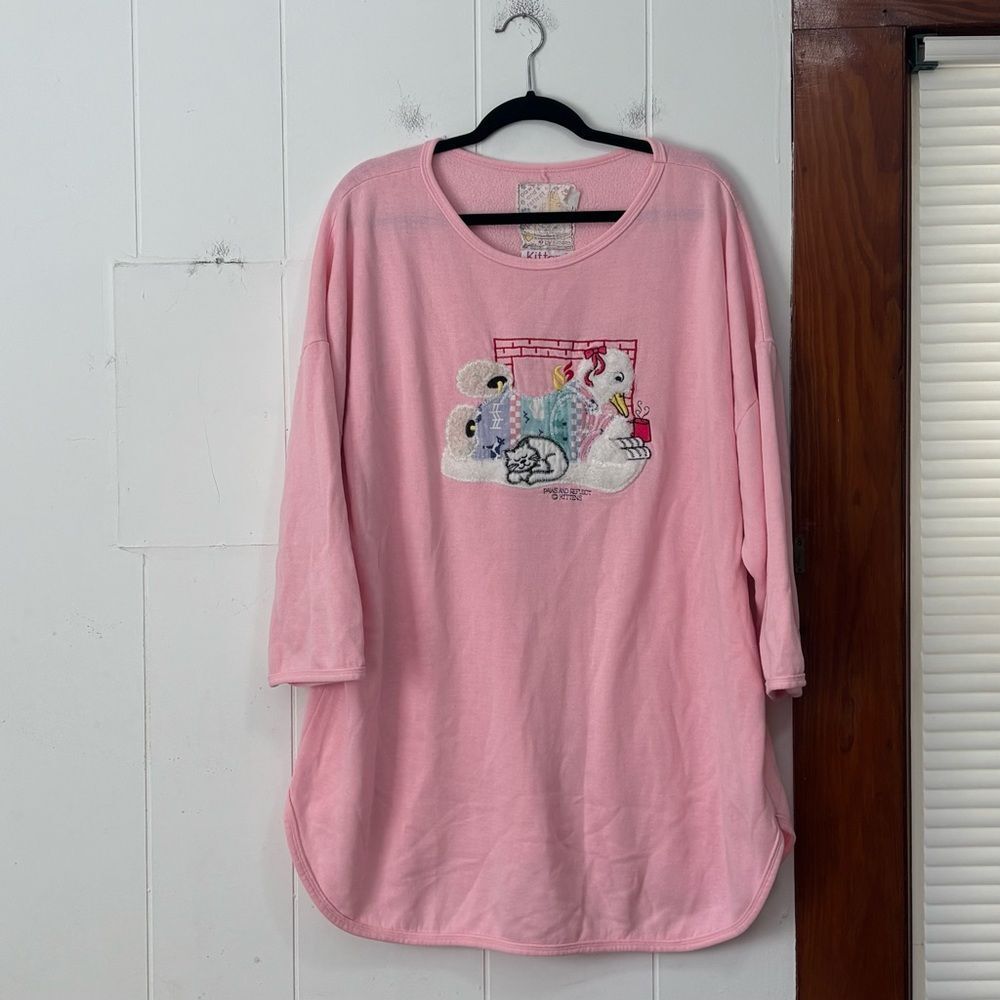Vintage Kittens Plus pink pajama‎ night shirt size 1X
